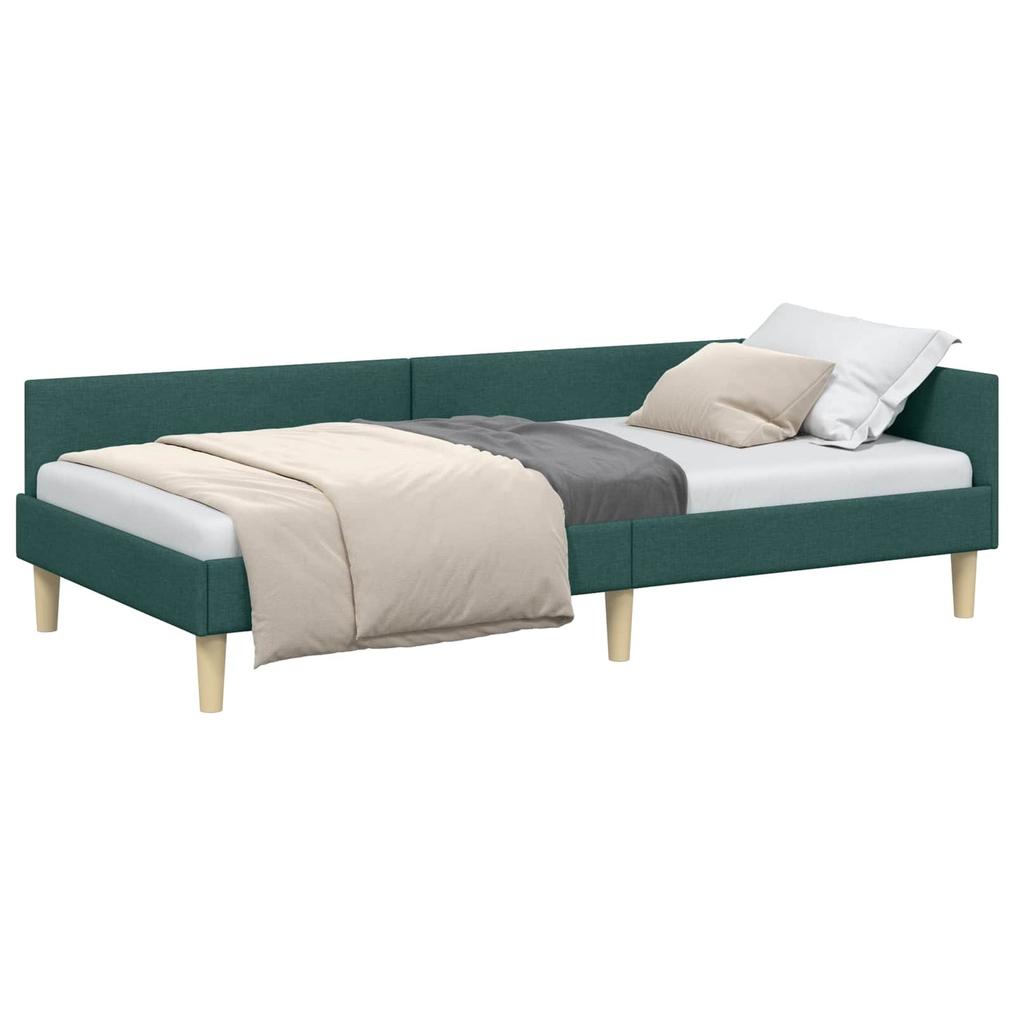 vidaXL Κρεβάτι Γωνίας Σκούρο Πράσινο 90 x 190 cm ύφασμα