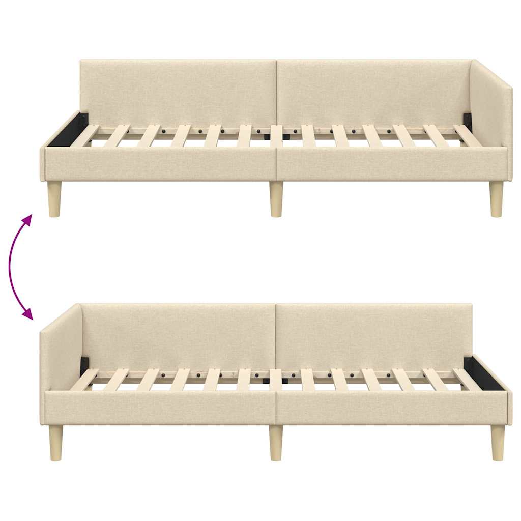 vidaXL Κρεβάτι Γωνίας Κρεμ 90 x 190 cm ύφασμα
