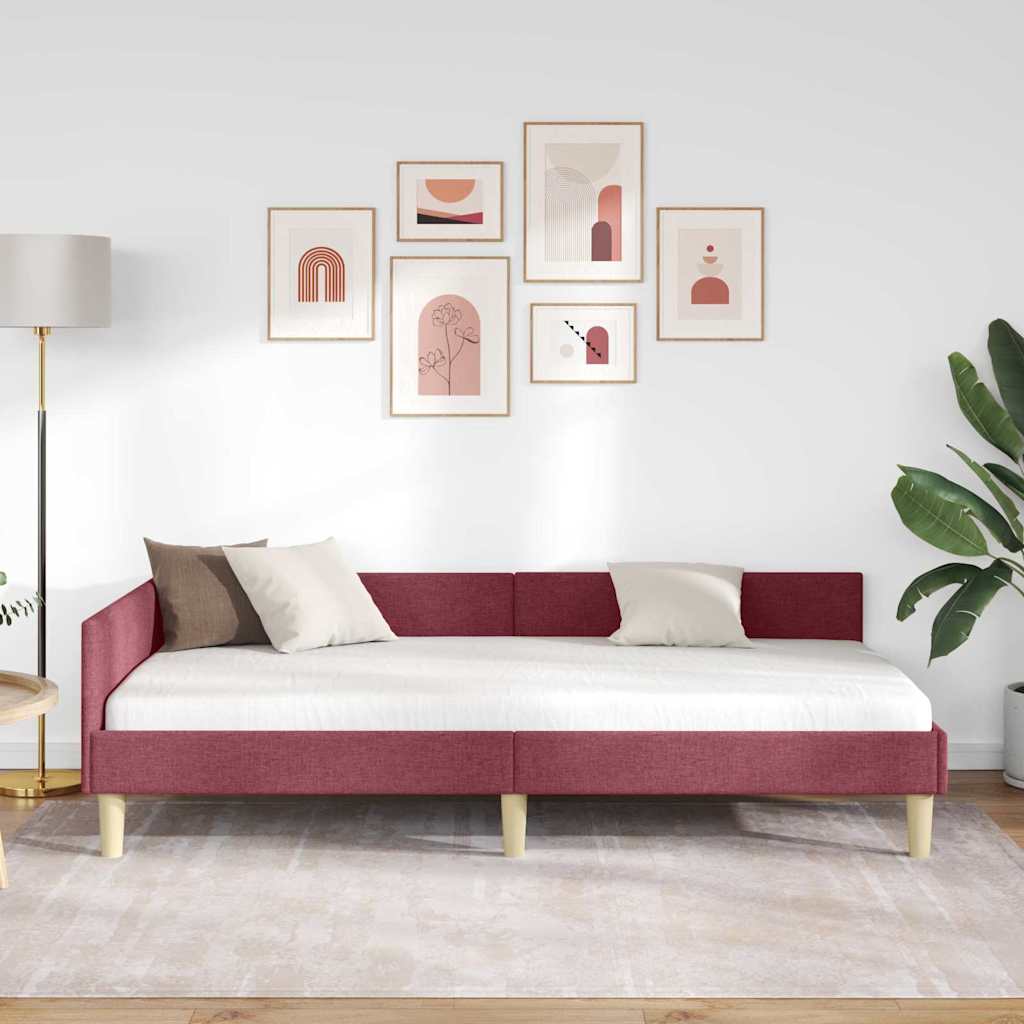 vidaXL Κρεβάτι Γωνίας Κόκκινο 90 x 200 cm ύφασμα