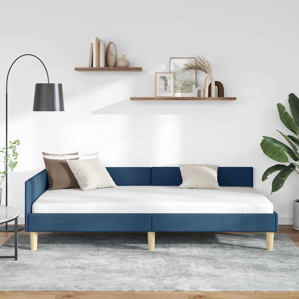 vidaXL Κρεβάτι Γωνίας Μπλε 90 x 200 cm ύφασμα