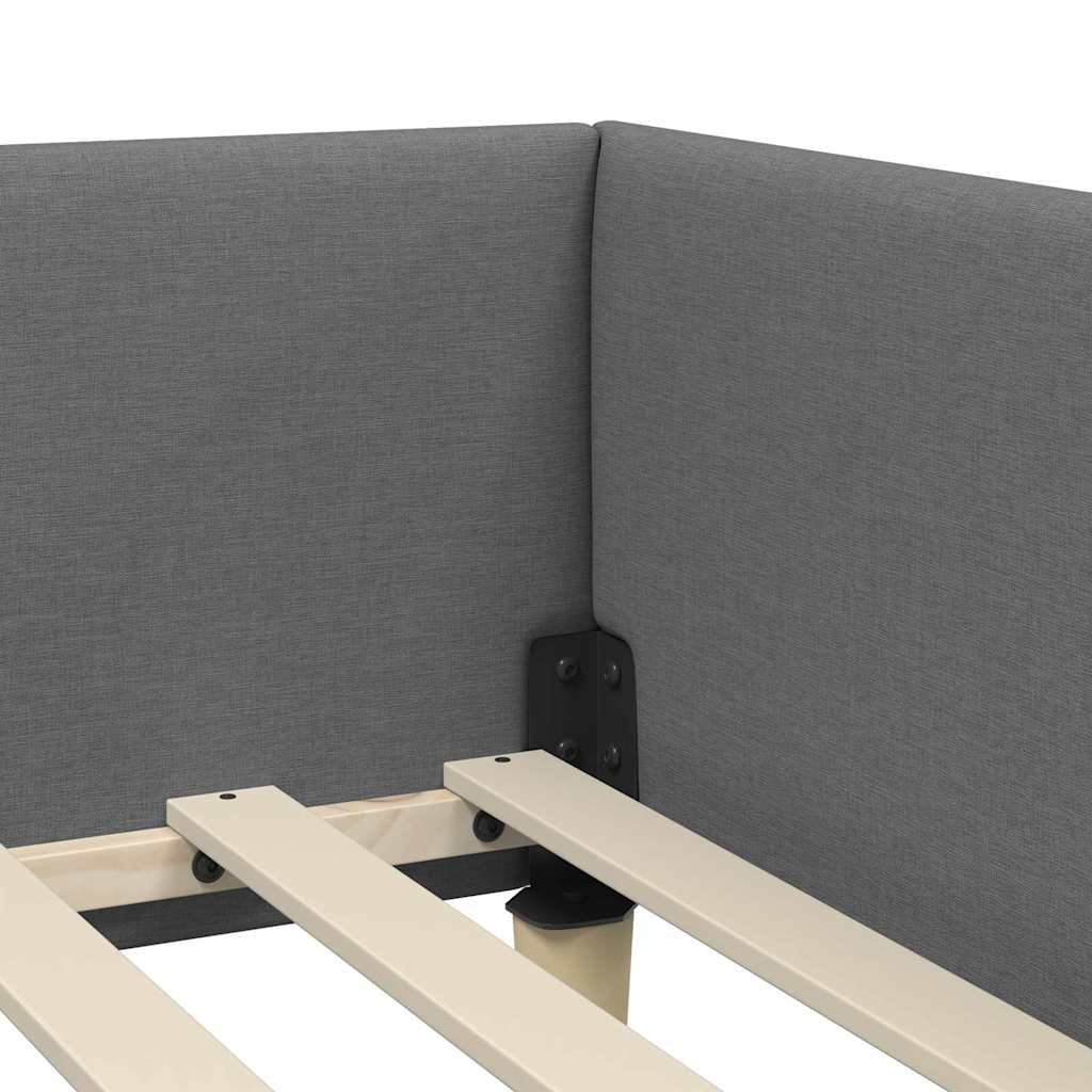 vidaXL Κρεβάτι Γωνίας Σκούρο γκρι 100 x 200 cm Ύφασμα και Έργο ξύλου