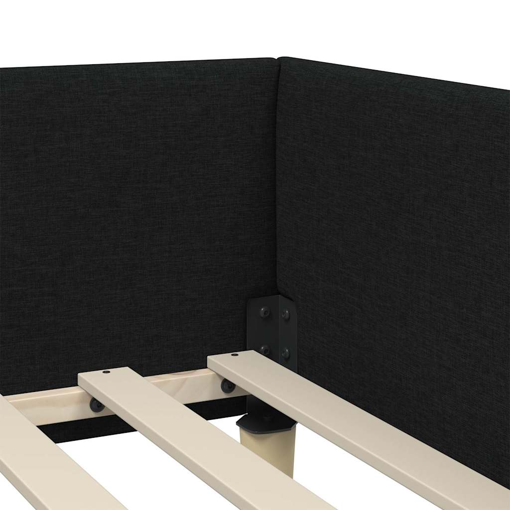 vidaXL Κρεβάτι Γωνίας Άλλο Μαύρο 100 x 200 cm Ύφασμα και Έργο ξύλου