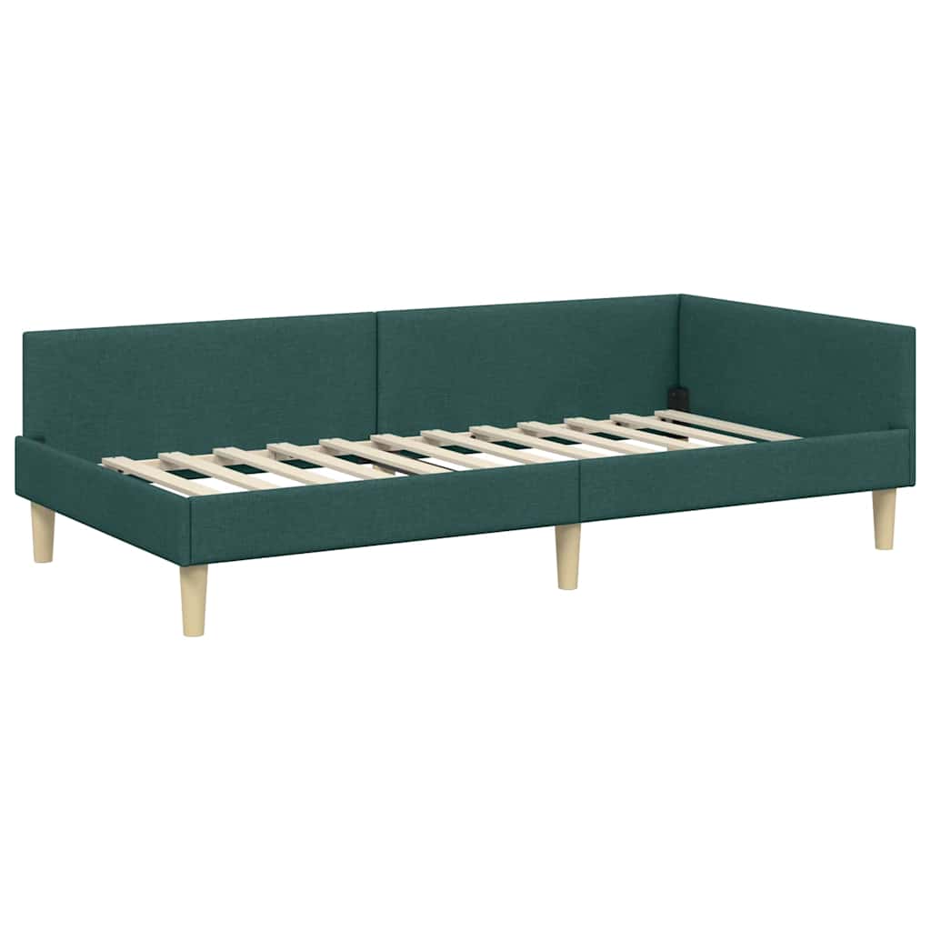 vidaXL Κρεβάτι Γωνίας Σκούρο Πράσινο 100 x 200 cm ύφασμα