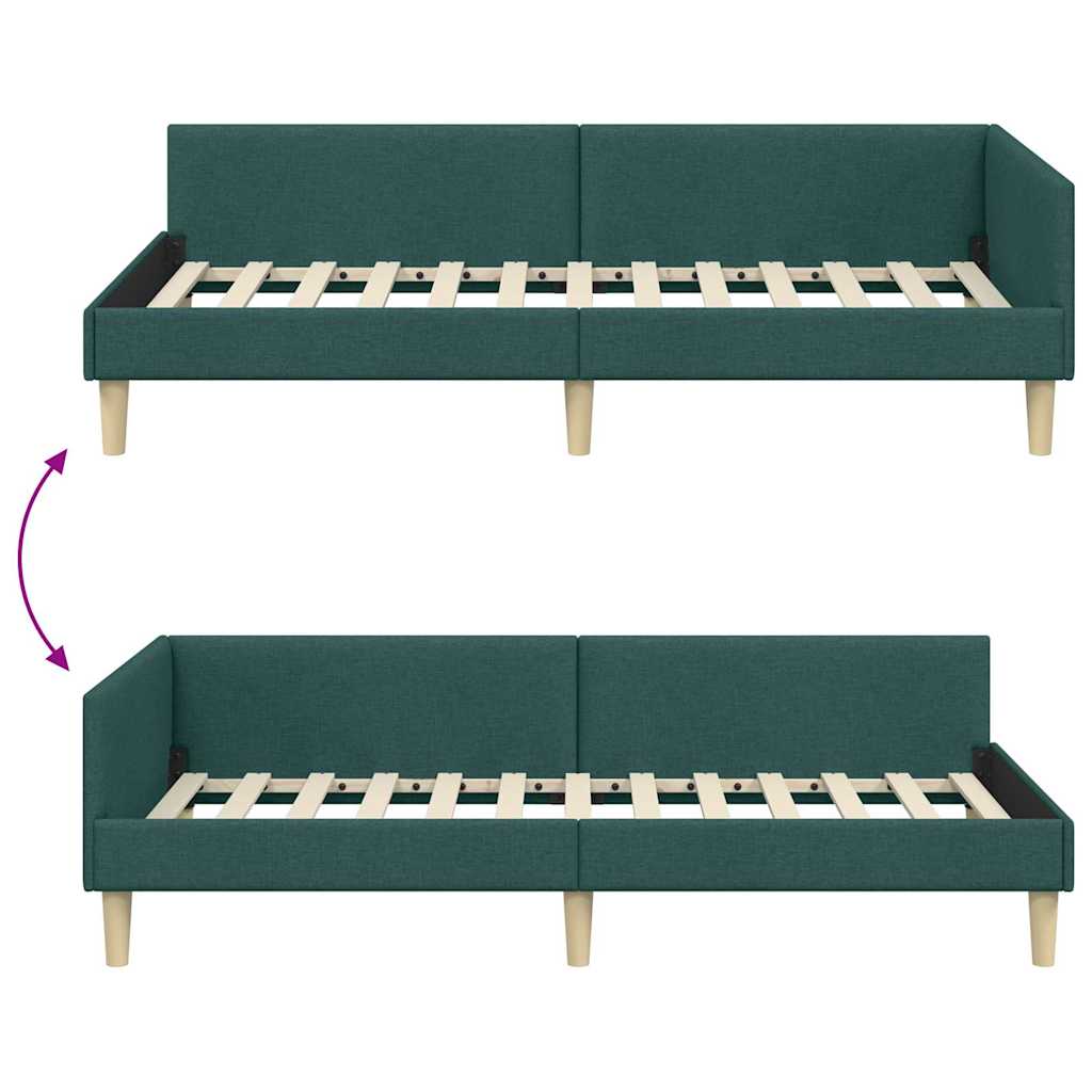 vidaXL Κρεβάτι Γωνίας Σκούρο Πράσινο 100 x 200 cm ύφασμα