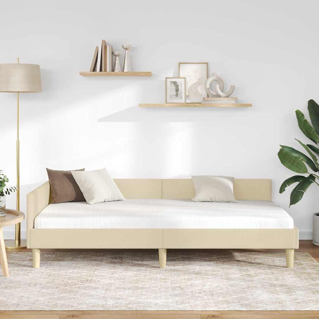vidaXL Κρεβάτι Γωνίας Κρεμ 100 x 200 cm ύφασμα