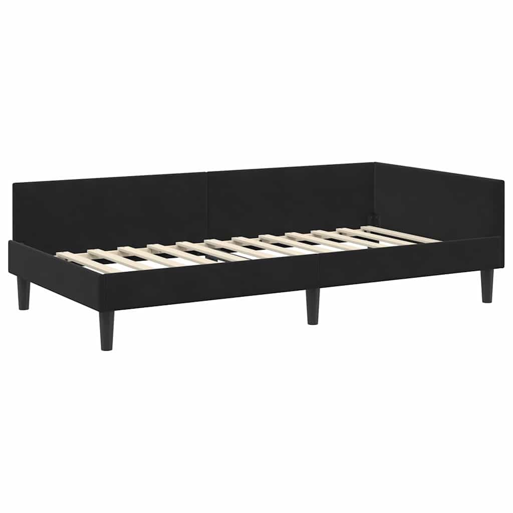 vidaXL Πλαϊνό Κρεβάτι Μαύρο 80 x 200 cm Βελούδο και Στιβαρή ξυλεία