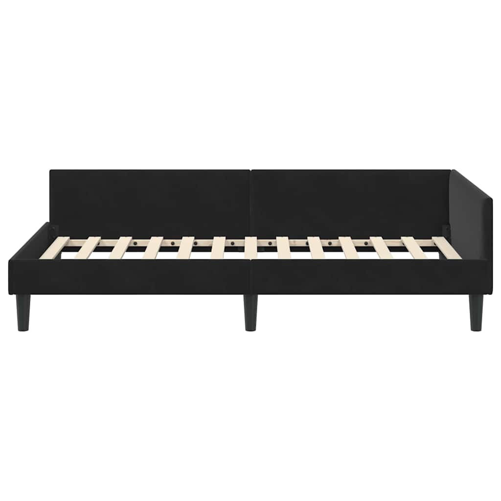 vidaXL Πλαϊνό Κρεβάτι Μαύρο 80 x 200 cm Βελούδο και Στιβαρή ξυλεία