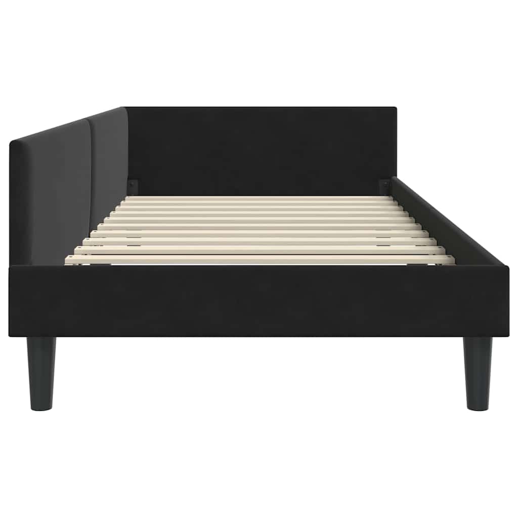 vidaXL Πλαϊνό Κρεβάτι Μαύρο 80 x 200 cm Βελούδο και Στιβαρή ξυλεία