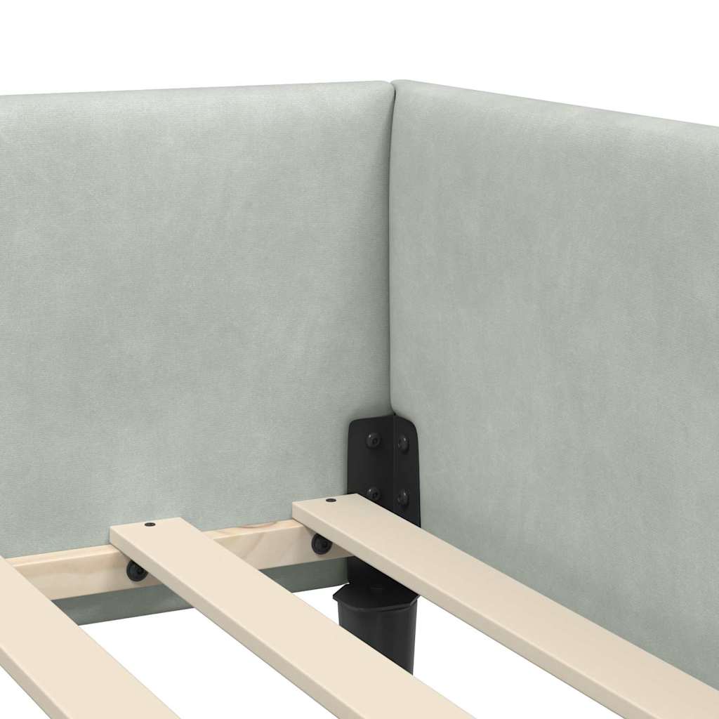 vidaXL Πλαϊνό Κρεβάτι με κεφαλάρι Ανοιχτό γκρι 90 x 190 cm