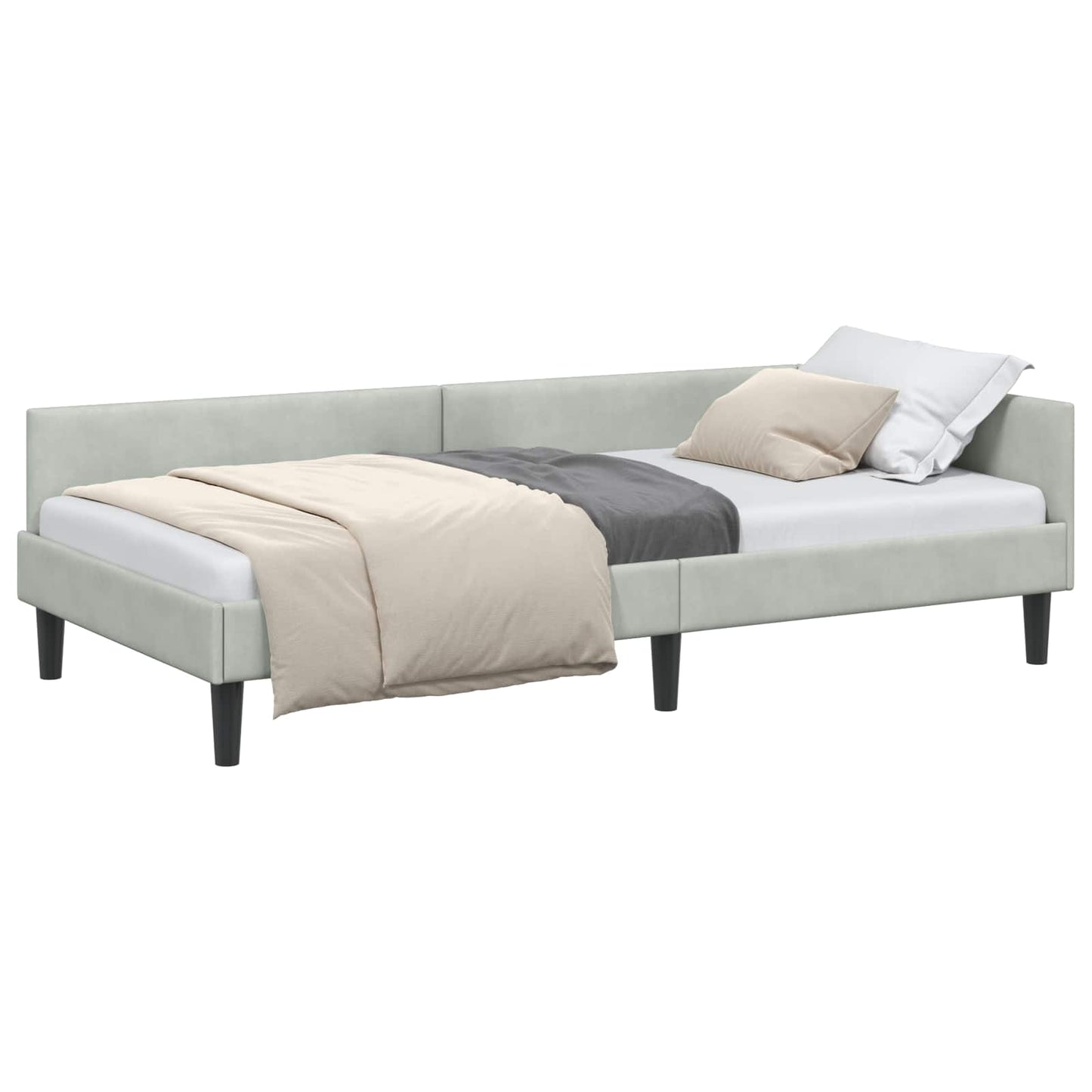 vidaXL Κρεβάτι Γωνίας Ανοιχτό γκρι 90 x 190 cm Βελούδο