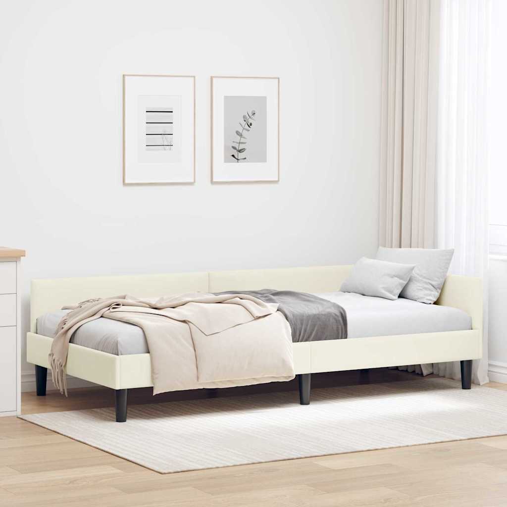 vidaXL Κρεβάτι Γωνίας με κεφαλάρι Κρεμ 90 εκ x 190 εκ Βελούδο