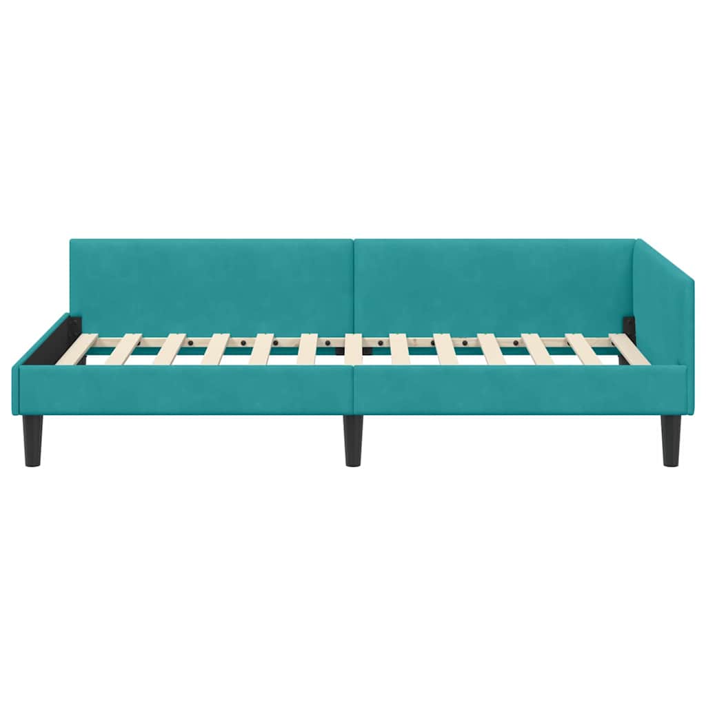 vidaXL Κρεβάτι Γωνίας με κεφαλάρι Τιρκουάζ 90 εκ x 190 εκ Βελούδο