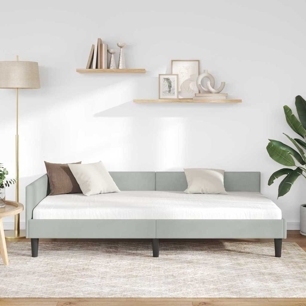 vidaXL Πλαϊνό Κρεβάτι με κεφαλάρι Ανοιχτό γκρι 90 x 200 cm
