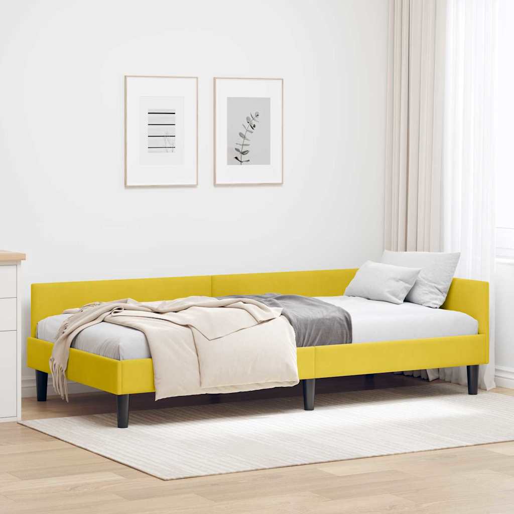 vidaXL Κρεβάτι Γωνίας με κεφαλάρι Κίτρινο 90 εκ x 200 εκ Βελούδο