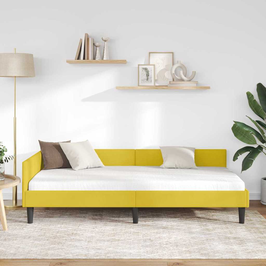 vidaXL Κρεβάτι Γωνίας με κεφαλάρι Κίτρινο 90 εκ x 200 εκ Βελούδο