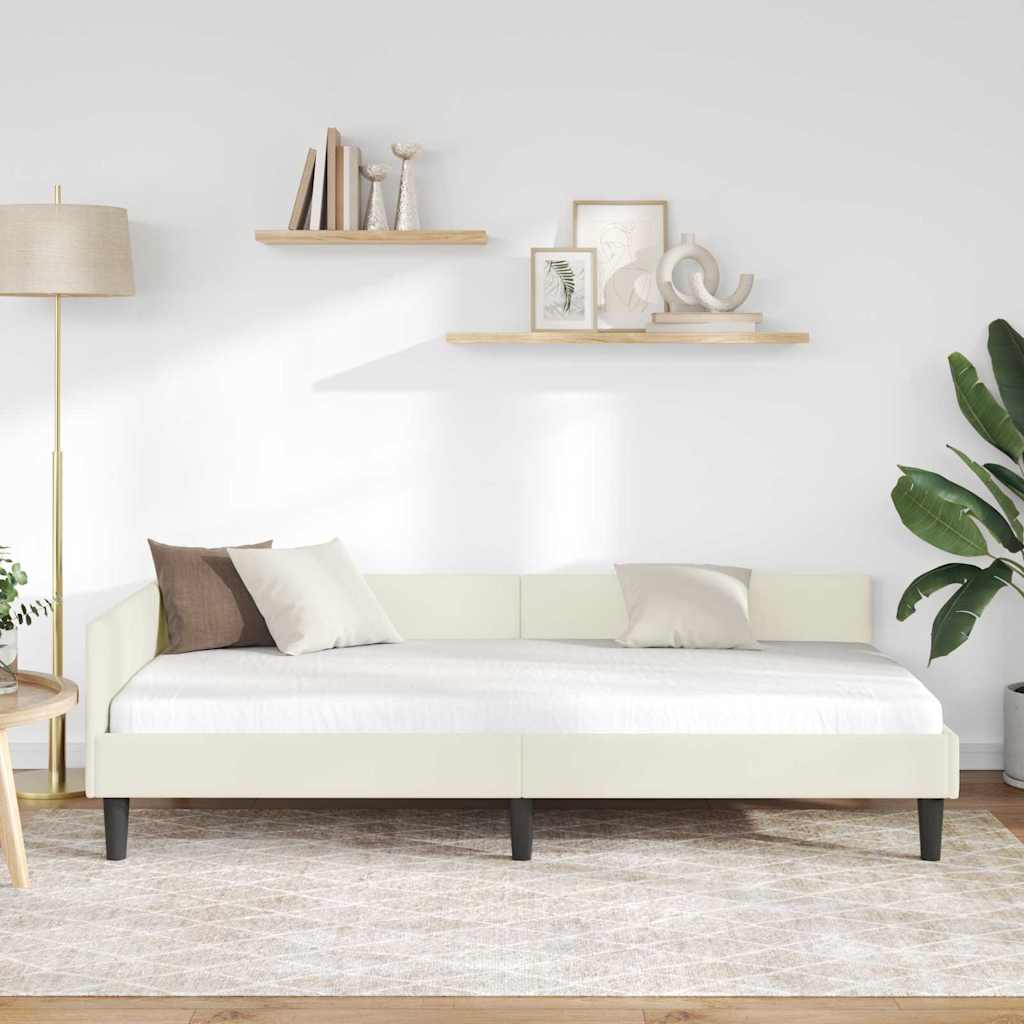 vidaXL Κρεβάτι Γωνίας με κεφαλάρι Κρεμ 100 εκ x 200 εκ Βελούδο