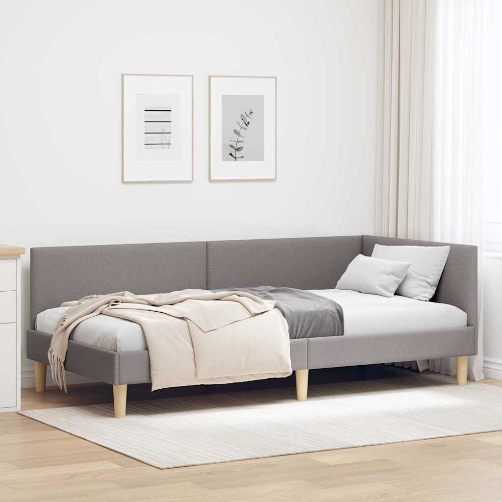 vidaXL Κρεβάτι Γωνίας Taupe 80 εκ x 200 εκ Ύφασμα και Κόντρα Πλακέ