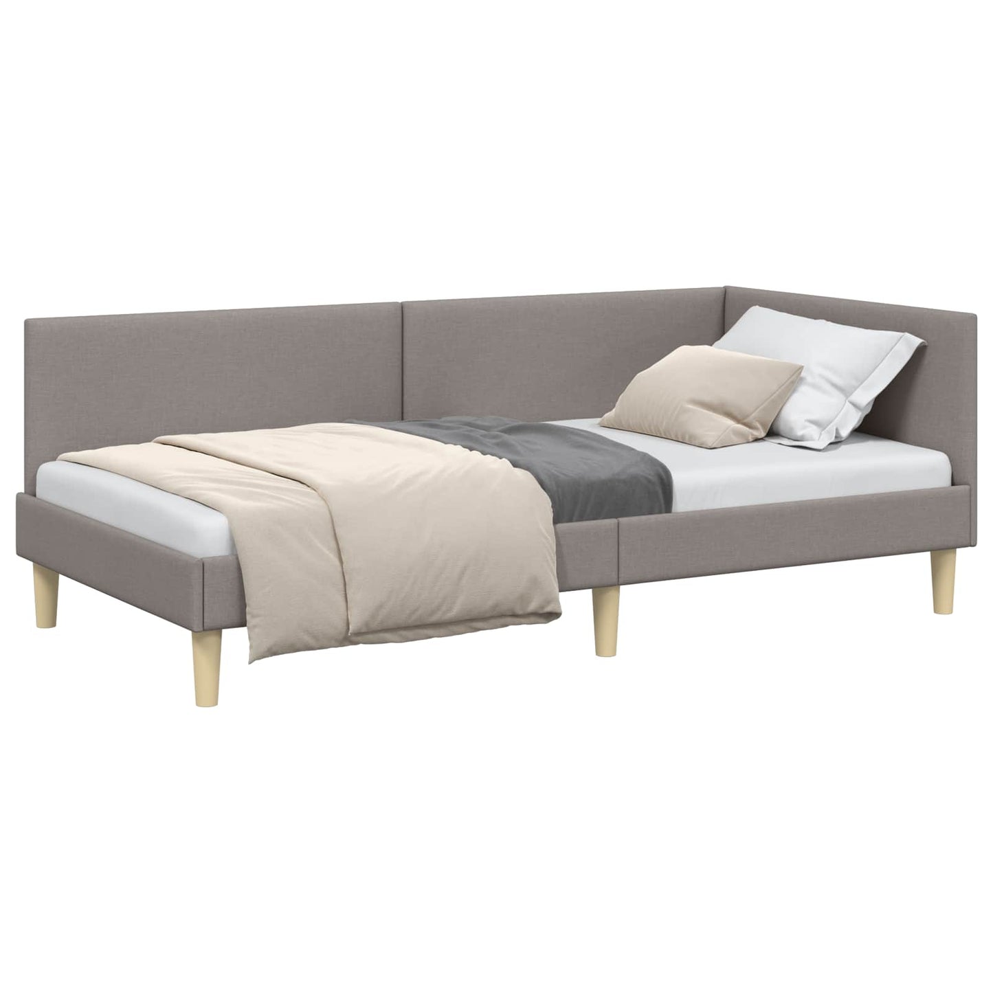 vidaXL Κρεβάτι Γωνίας Taupe 80 εκ x 200 εκ Ύφασμα και Κόντρα Πλακέ