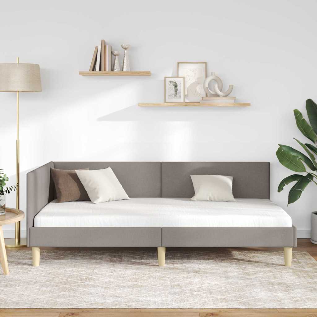 vidaXL Κρεβάτι Γωνίας Taupe 90 εκ x 190 εκ Ύφασμα και Κόντρα Πλακέ