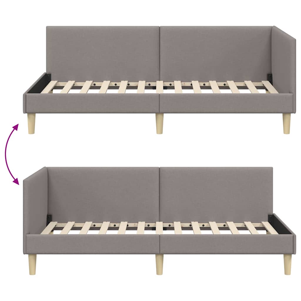 vidaXL Κρεβάτι Γωνίας Taupe 90 εκ x 190 εκ Ύφασμα και Κόντρα Πλακέ