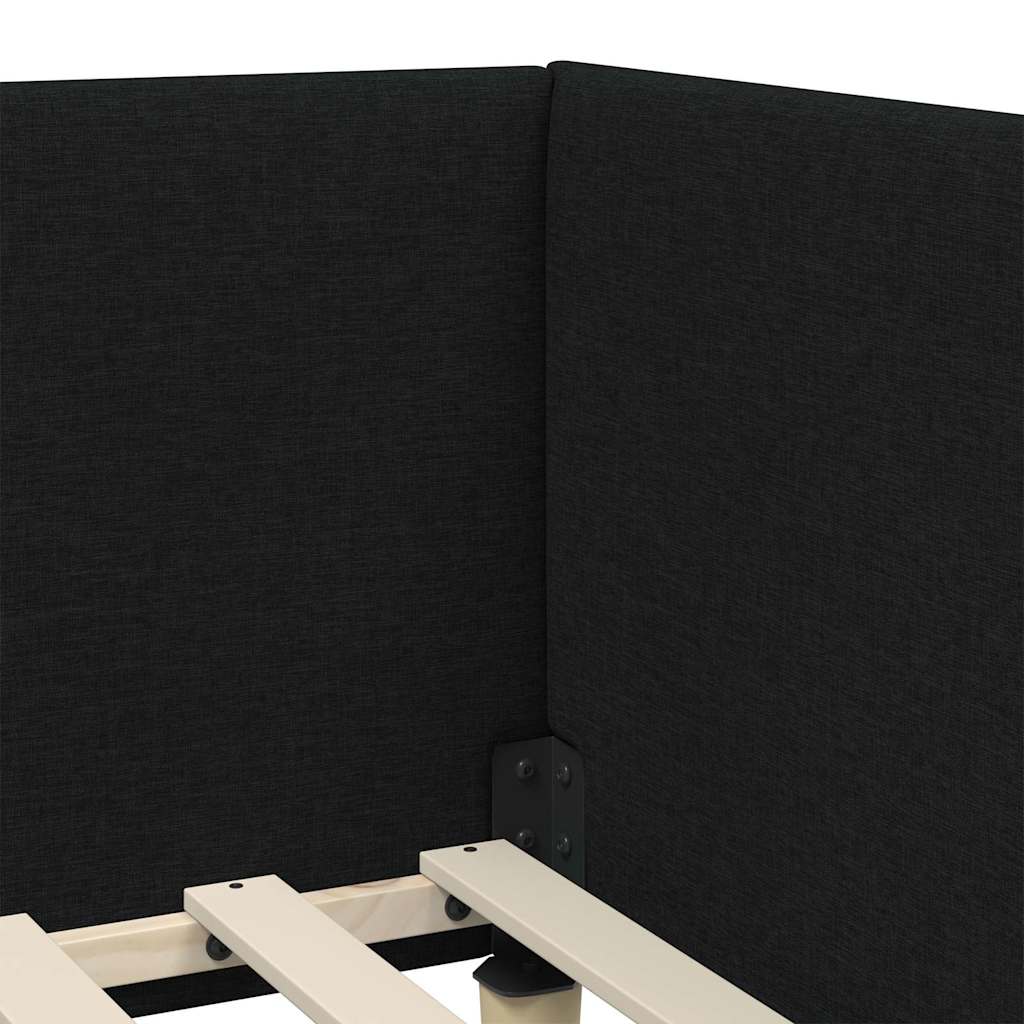 vidaXL Κρεβάτι Γωνίας Άλλο Μαύρο 90 x 200 cm Ύφασμα και Έργο ξύλου