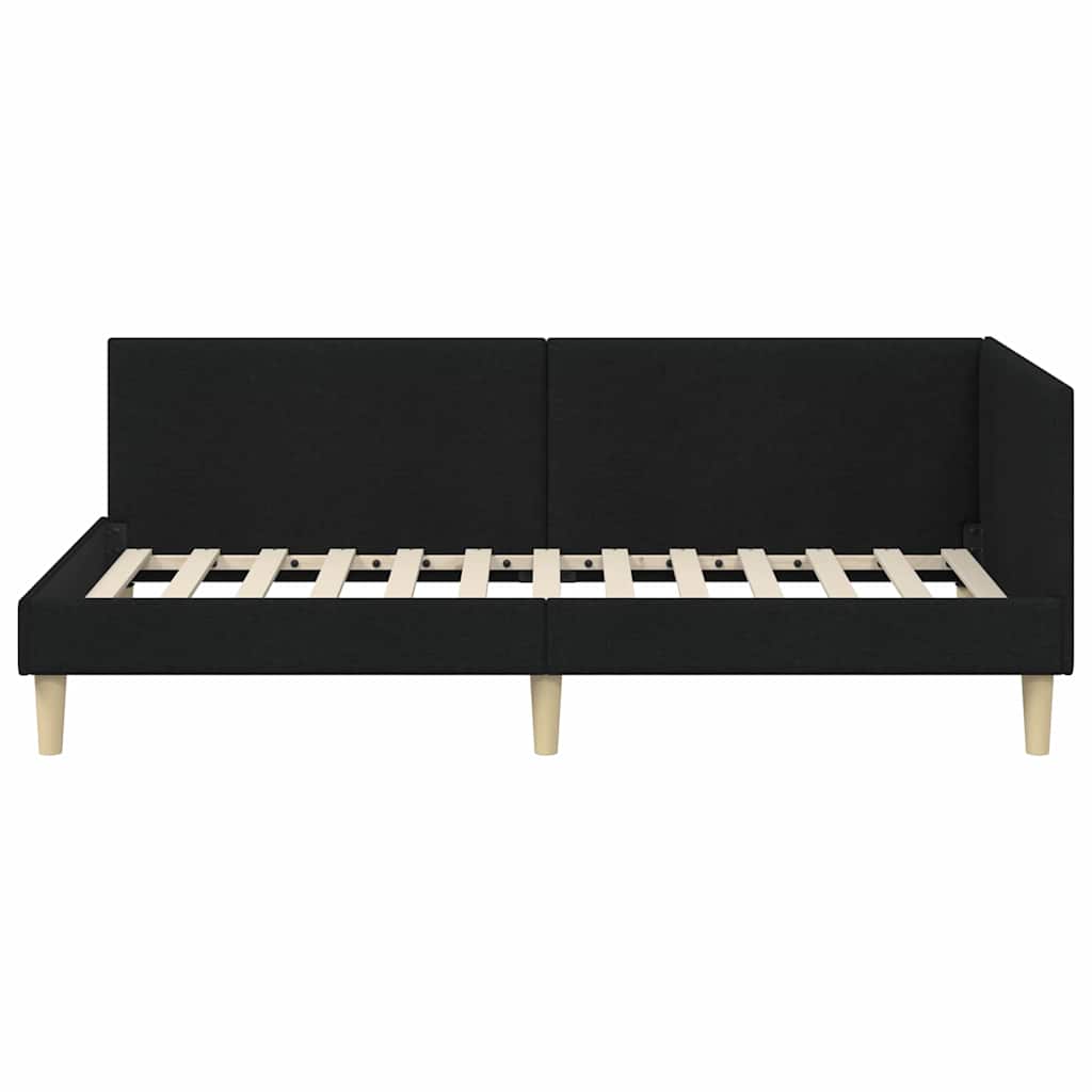vidaXL Κρεβάτι Γωνίας Άλλο Μαύρο 90 x 200 cm Ύφασμα και Έργο ξύλου