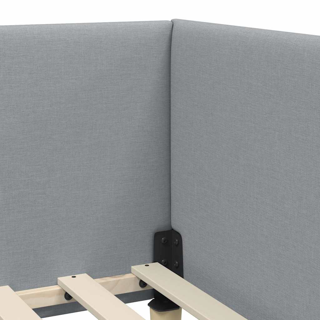 vidaXL Κρεβάτι Γωνίας Ανοιχτό γκρι 100 x 200 cm Ύφασμα και Έργο ξύλου