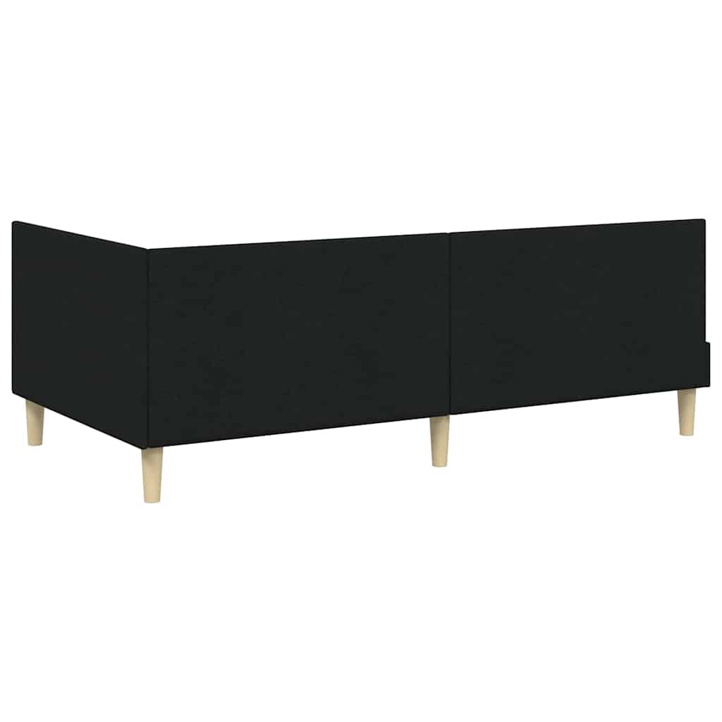 vidaXL Κρεβάτι Γωνίας Άλλο Μαύρο 100 x 200 cm Ύφασμα και Έργο ξύλου