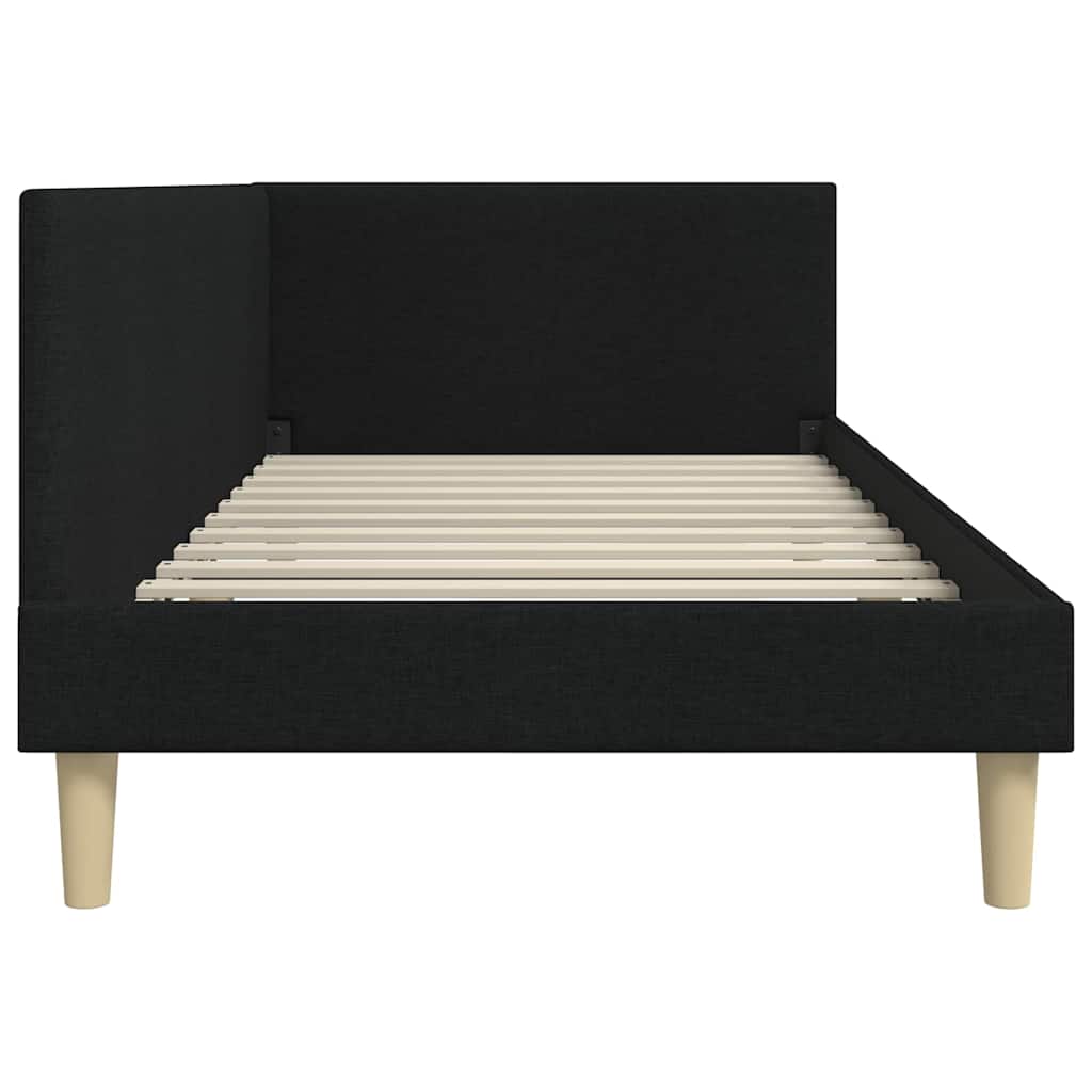 vidaXL Κρεβάτι Γωνίας Άλλο Μαύρο 100 x 200 cm Ύφασμα και Έργο ξύλου