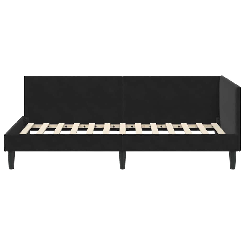 vidaXL Κρεβάτι Γωνίας Μαύρο 80 x 200 cm Βελούδο και Εργοστασιακό ξύλο