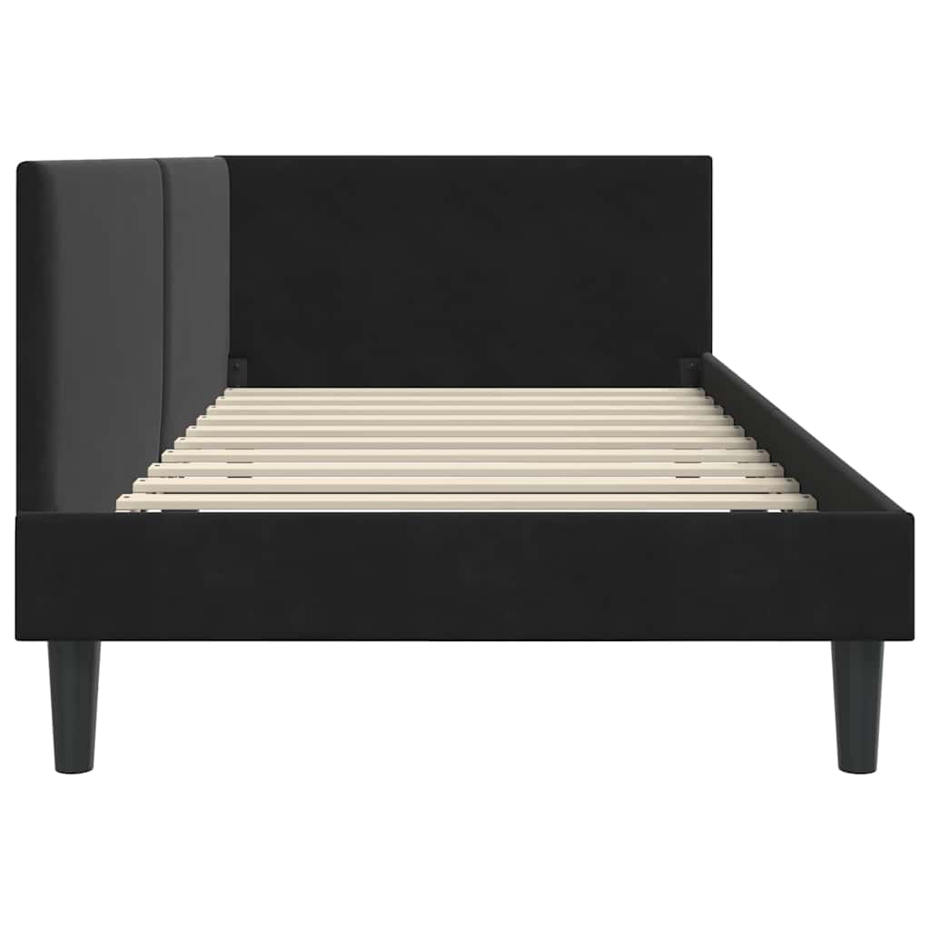 vidaXL Κρεβάτι Γωνίας Μαύρο 80 x 200 cm Βελούδο και Εργοστασιακό ξύλο
