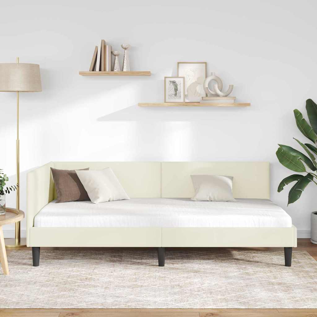 vidaXL Κρεβάτι Γωνίας με κεφαλάρι Κρεμ 80 εκ x 200 εκ Βελούδο