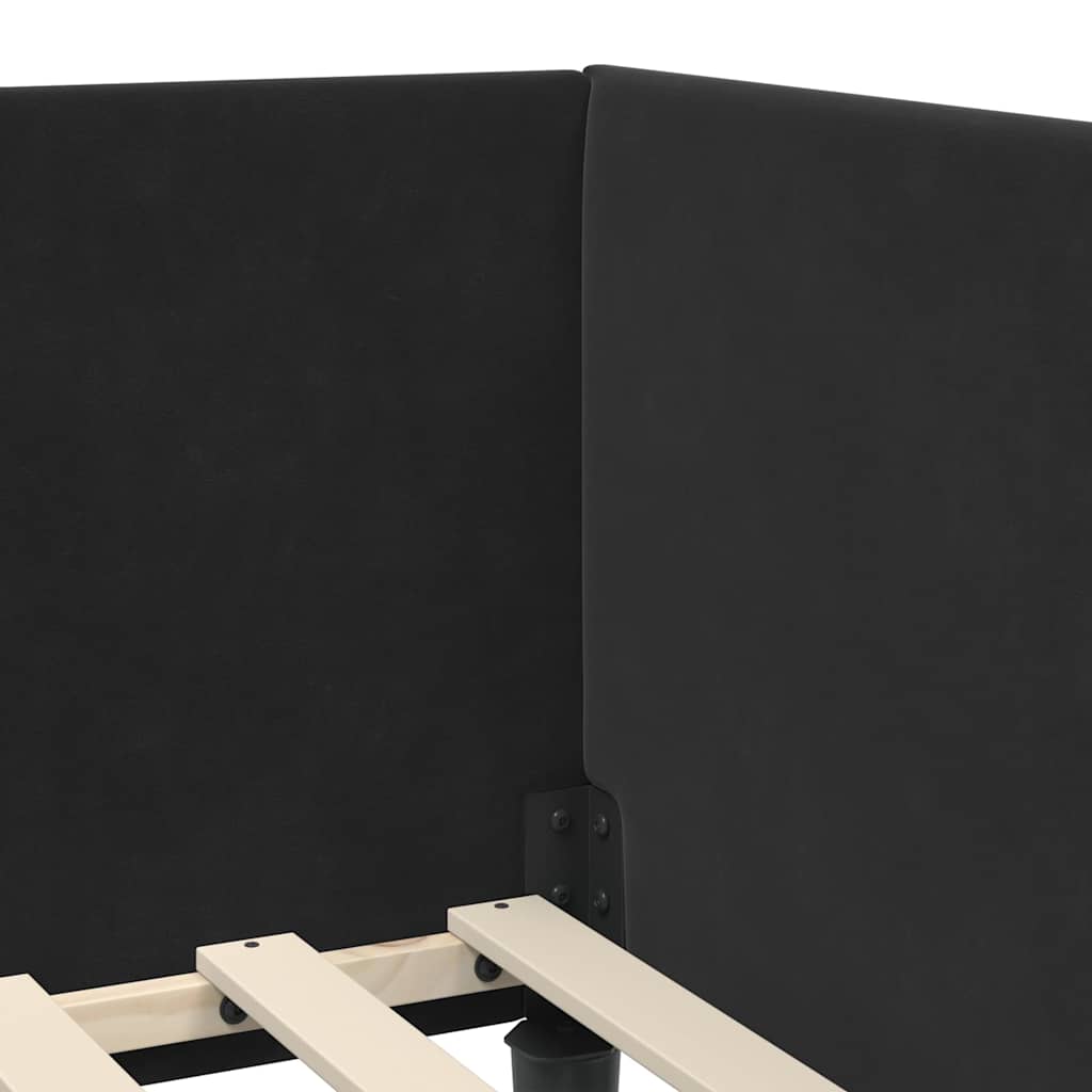 vidaXL Κρεβάτι Γωνίας Μαύρο 100 x 200 cm Βελούδο και Εργοστασιακό ξύλο