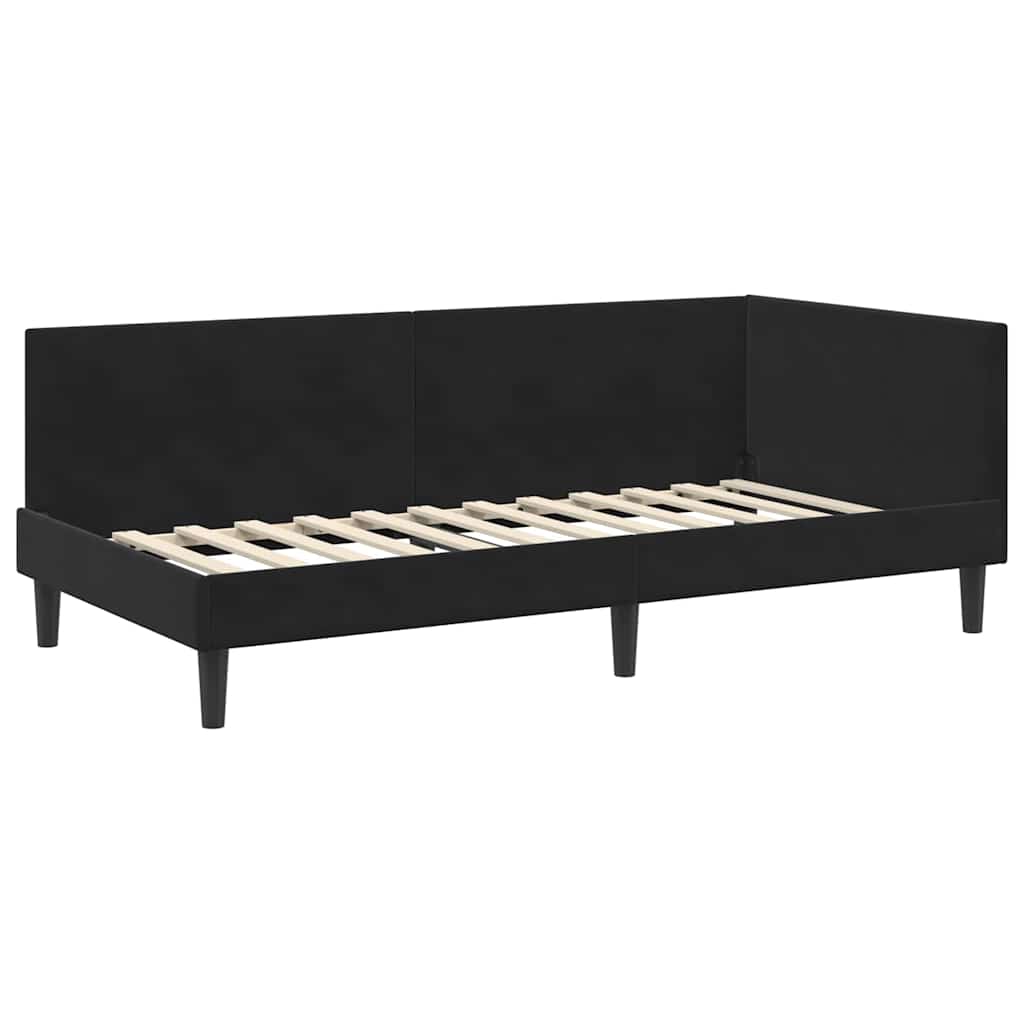 vidaXL Κρεβάτι Γωνίας Μαύρο 100 x 200 cm Βελούδο και Εργοστασιακό ξύλο
