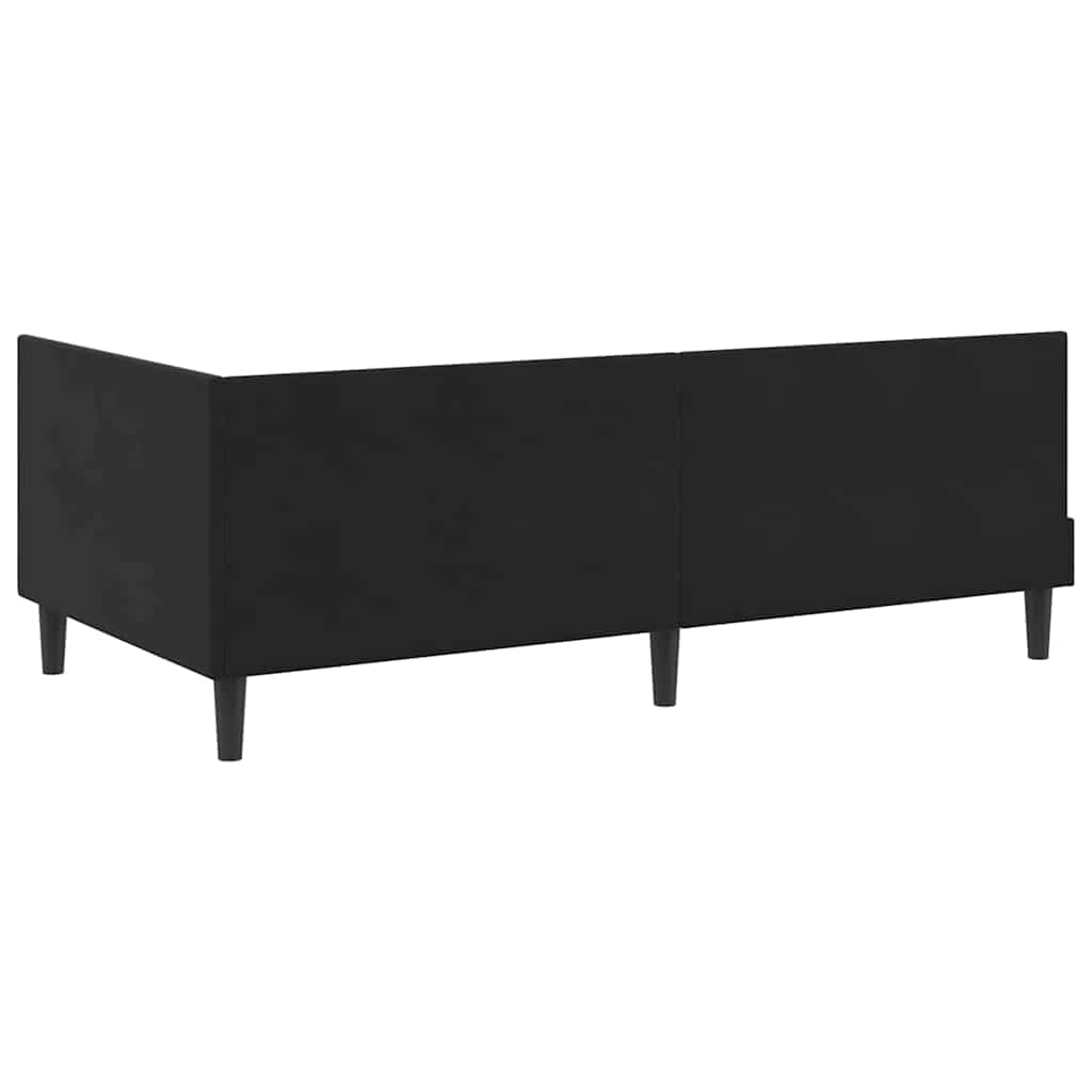 vidaXL Κρεβάτι Γωνίας Μαύρο 100 x 200 cm Βελούδο και Εργοστασιακό ξύλο