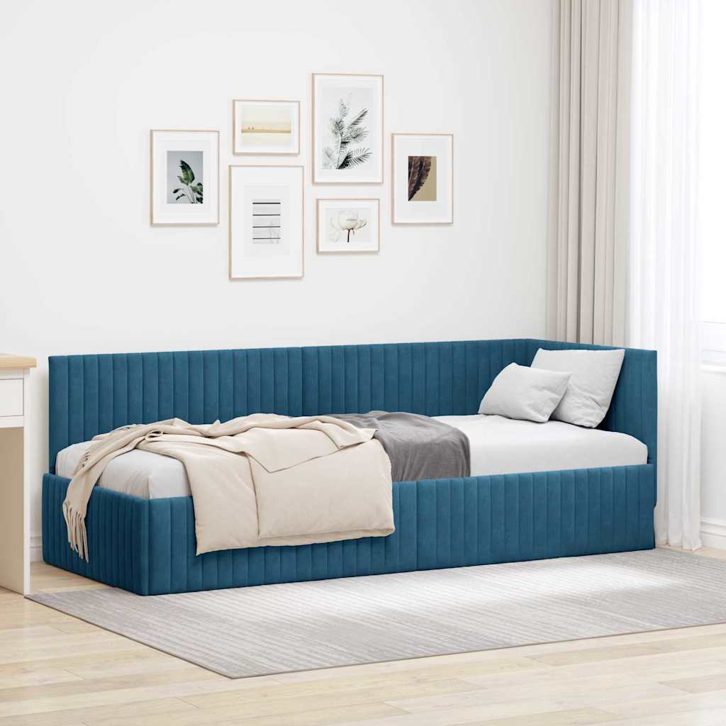 vidaXL Κρεβάτι Γωνίας με κεφαλάρι Μπλε 80 εκ x 200 εκ Βελούδο