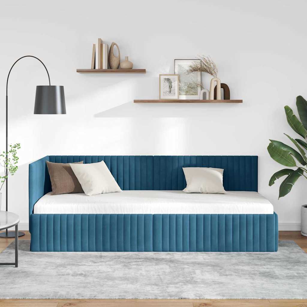 vidaXL Κρεβάτι Γωνίας με κεφαλάρι Μπλε 80 εκ x 200 εκ Βελούδο
