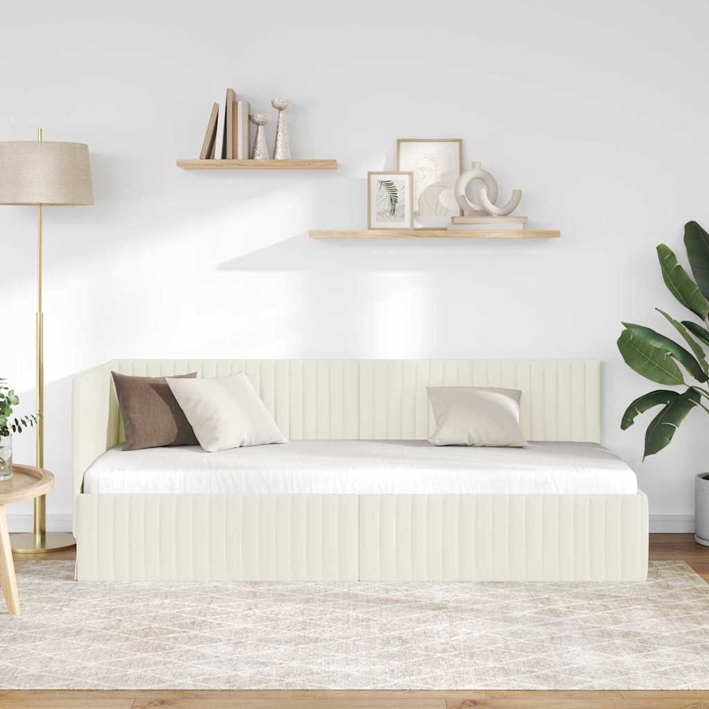 vidaXL Κρεβάτι Γωνίας με κεφαλάρι Κρεμ 80 εκ x 200 εκ Βελούδο