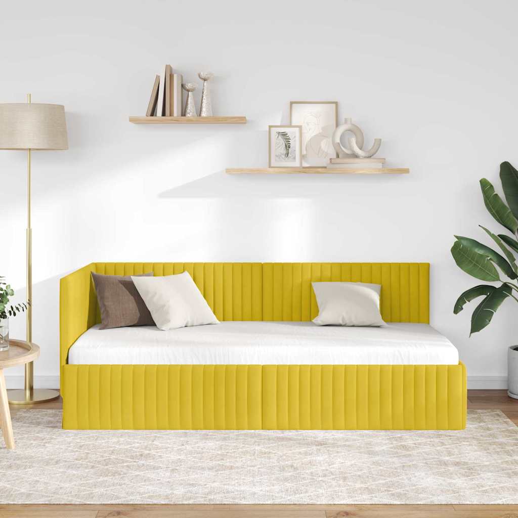 vidaXL Κρεβάτι Γωνίας με κεφαλάρι Κίτρινο 90 εκ x 190 εκ Βελούδο