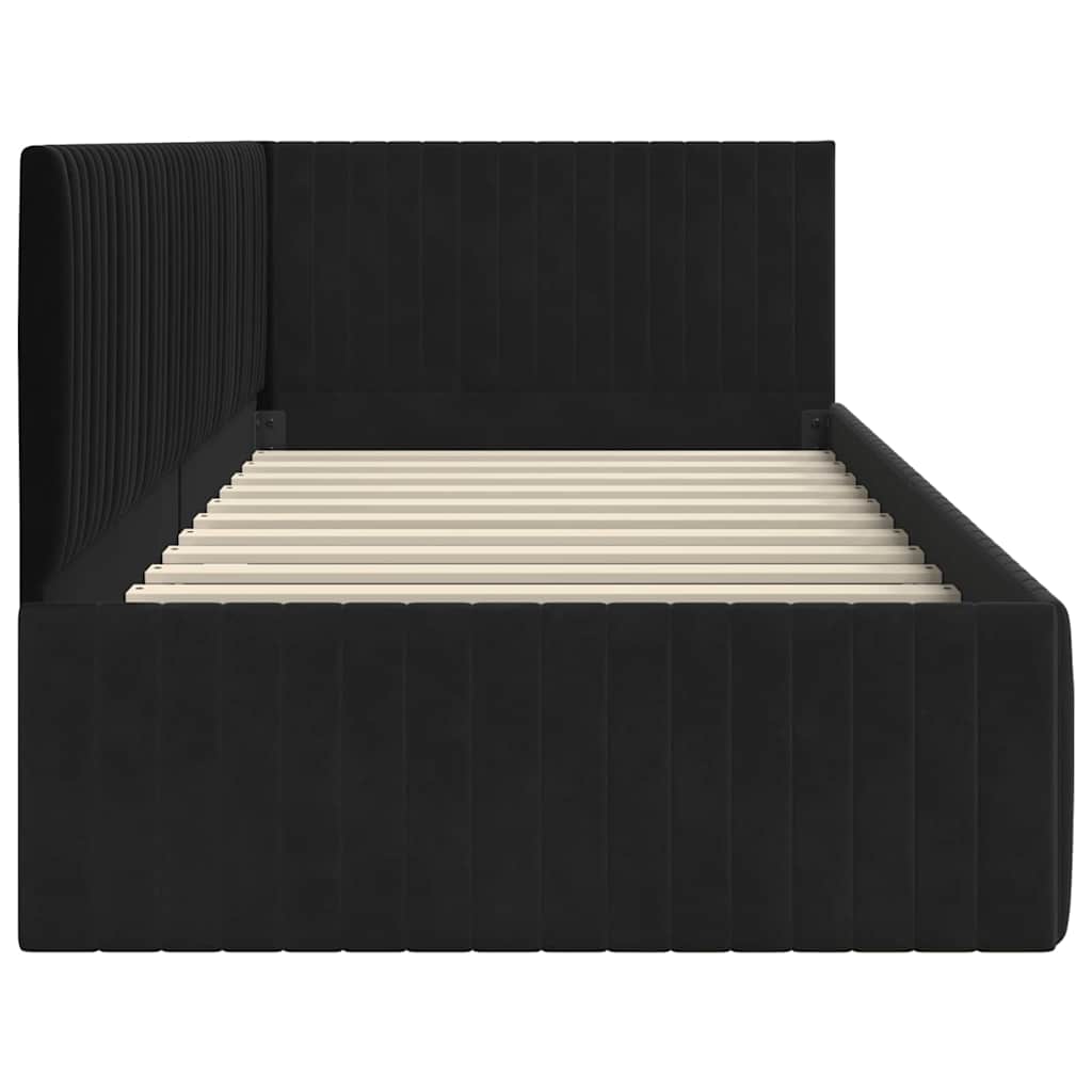 vidaXL Κρεβάτι Γωνίας με κεφαλάρι Μαύρο 90 x 200 cm Βελούδο