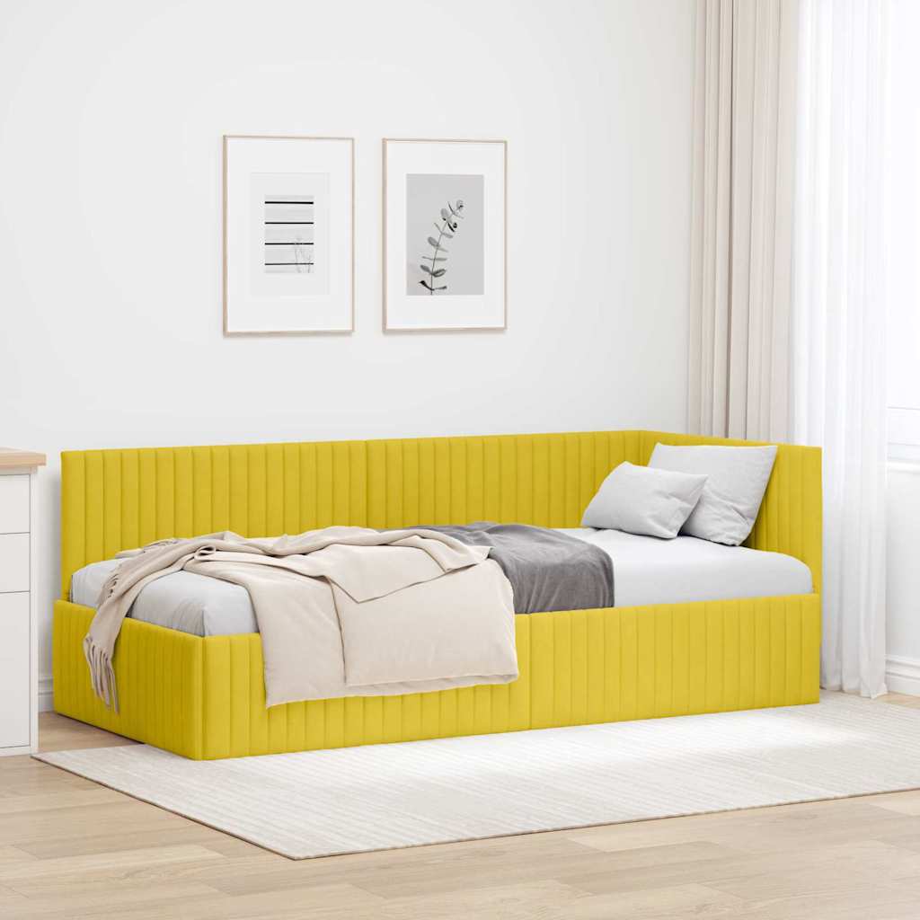 vidaXL Κρεβάτι Γωνίας με κεφαλάρι Κίτρινο 90 εκ x 200 εκ Βελούδο