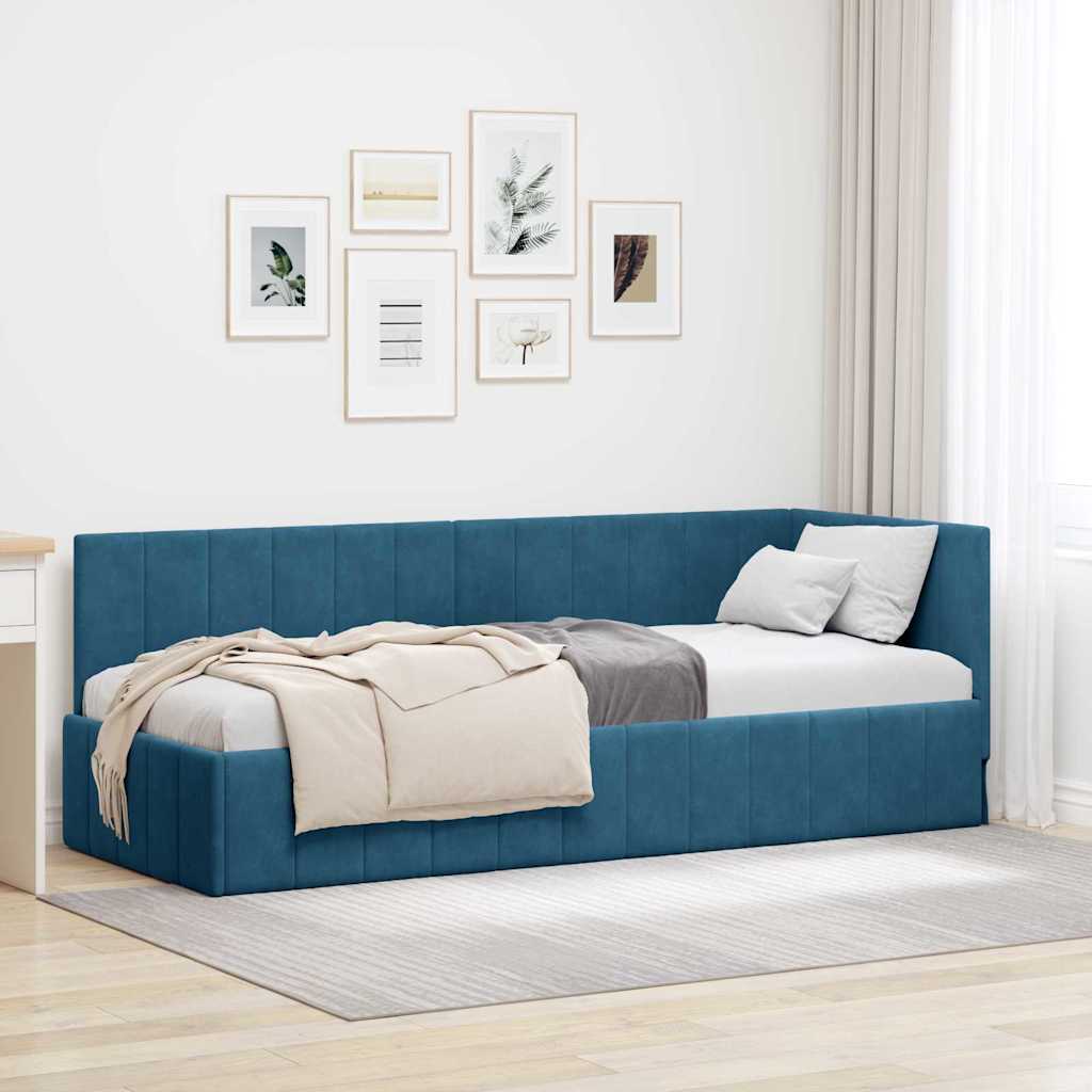 vidaXL Κρεβάτι Γωνίας με κεφαλάρι Μπλε 80 εκ x 200 εκ Βελούδο