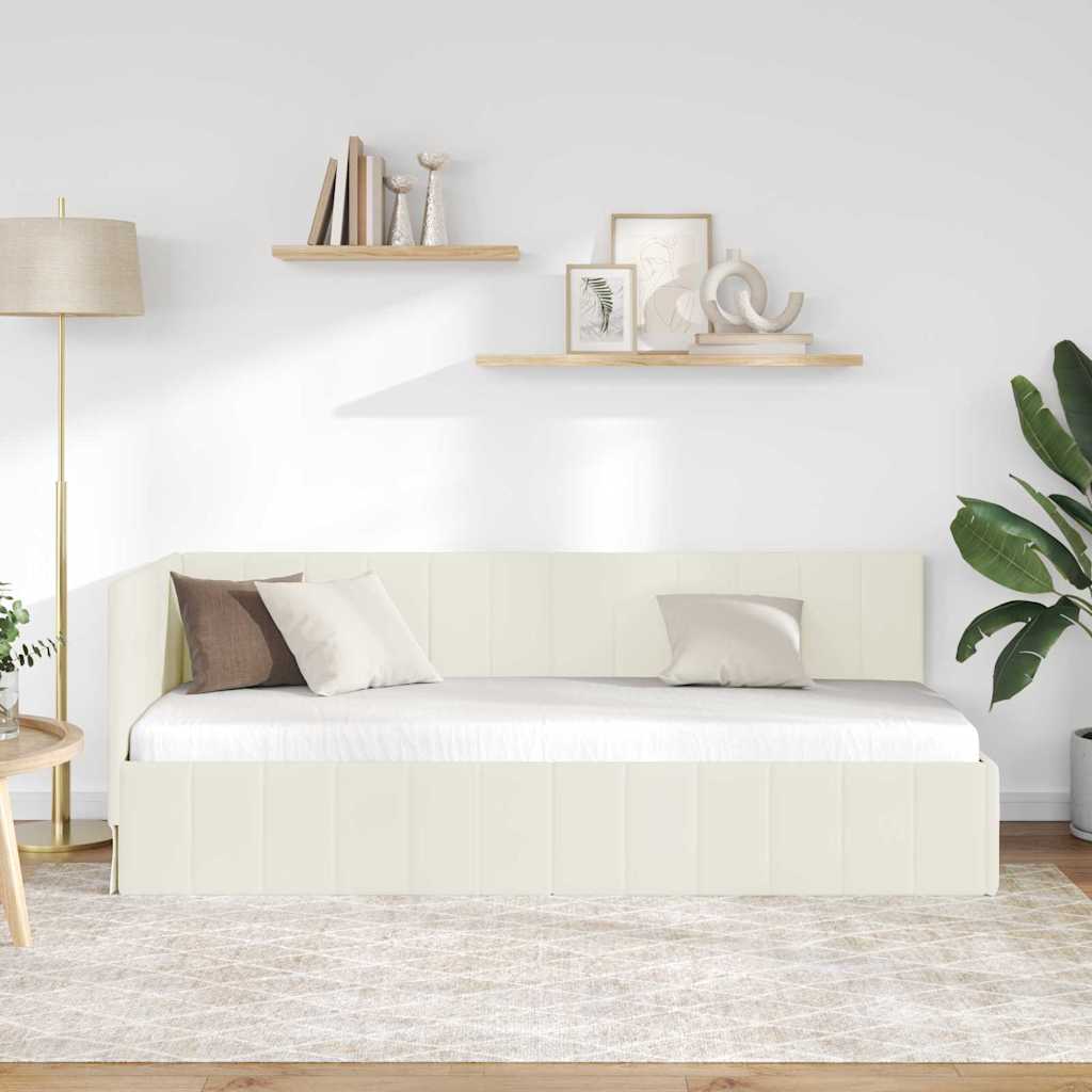 vidaXL Κρεβάτι Γωνίας με κεφαλάρι Κρεμ 80 εκ x 200 εκ Βελούδο