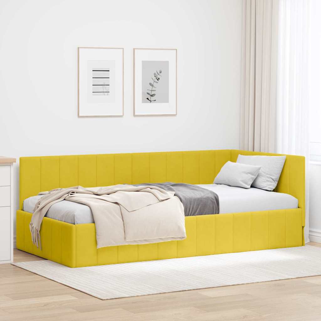 vidaXL Κρεβάτι Γωνίας με κεφαλάρι Κίτρινο 90 εκ x 190 εκ Βελούδο