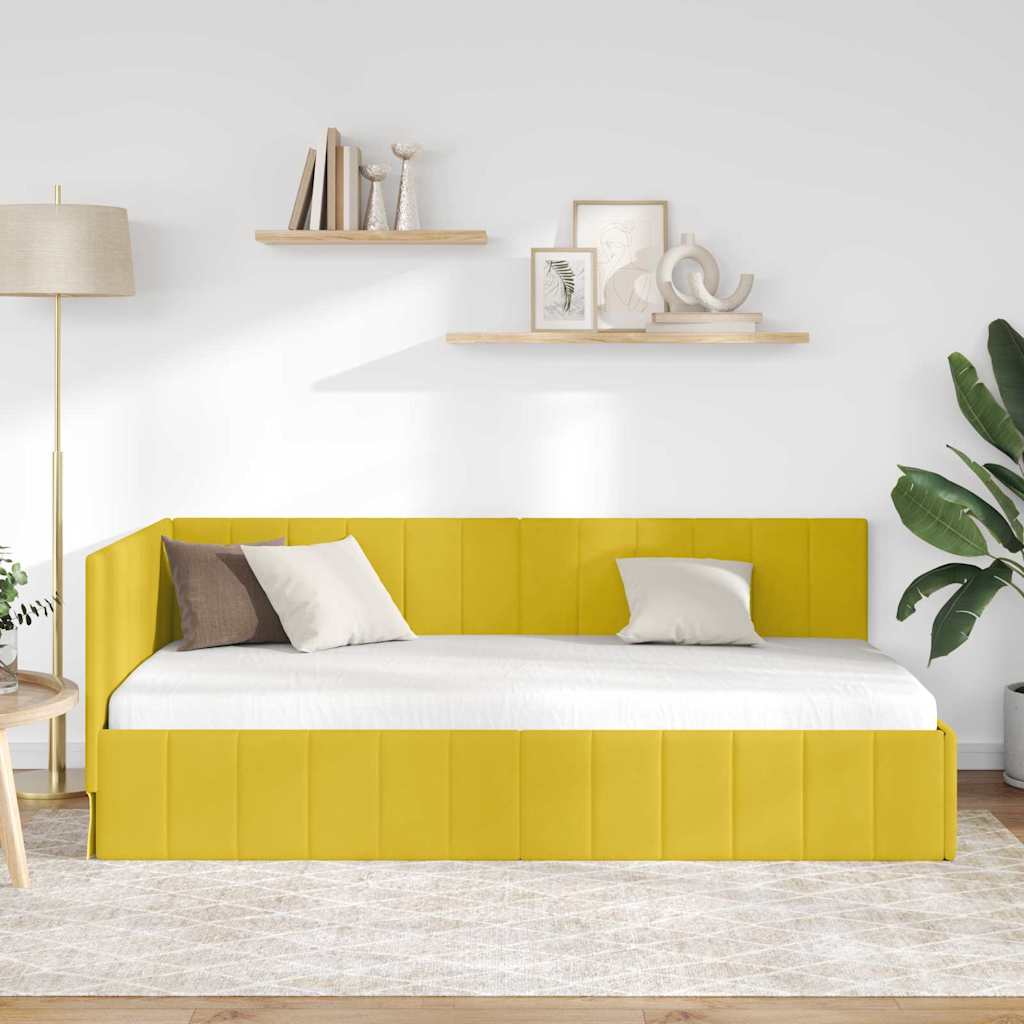 vidaXL Κρεβάτι Γωνίας με κεφαλάρι Κίτρινο 90 εκ x 190 εκ Βελούδο