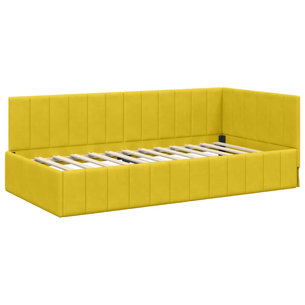 vidaXL Κρεβάτι Γωνίας με κεφαλάρι Κίτρινο 90 εκ x 190 εκ Βελούδο