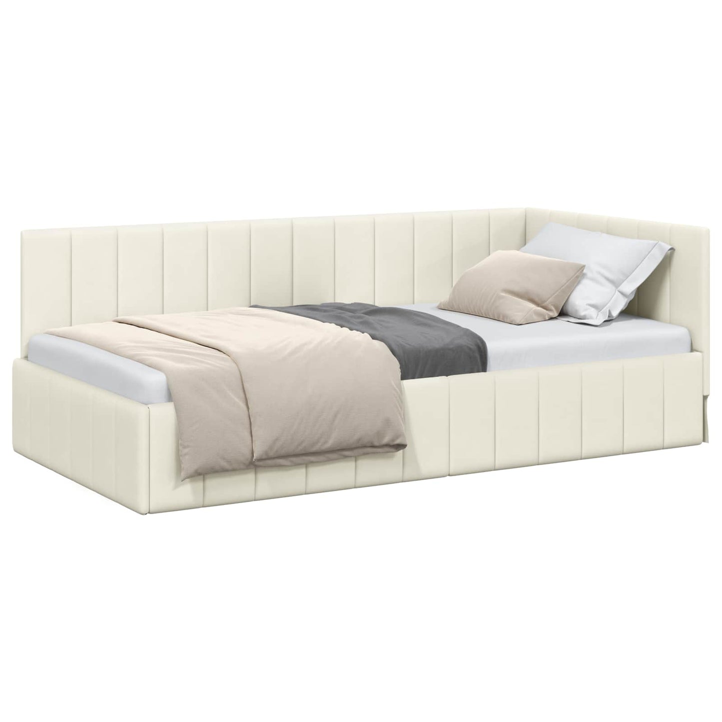 vidaXL Κρεβάτι Γωνίας Κρεμ 100 x 200 cm Βελούδο