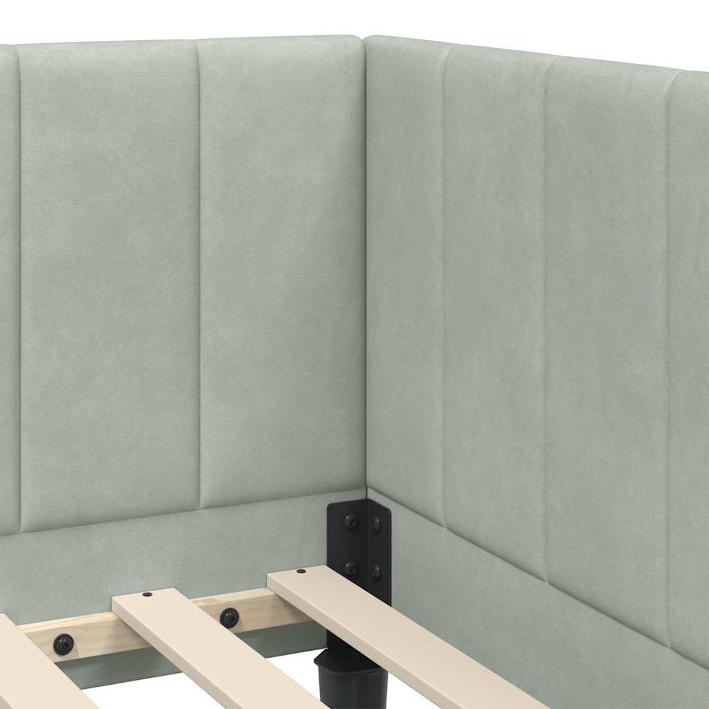 vidaXL Κρεβάτι Γωνίας με κεφαλάρι Ανοιχτό γκρι 80 x 200 cm Βελούδο