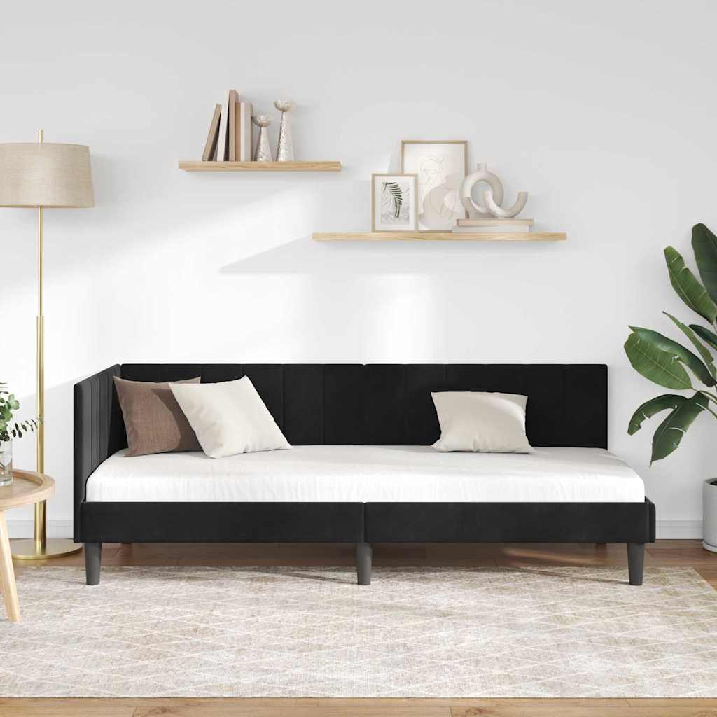 vidaXL Κρεβάτι Γωνίας με κεφαλάρι Μαύρο 80 x 200 cm Βελούδο