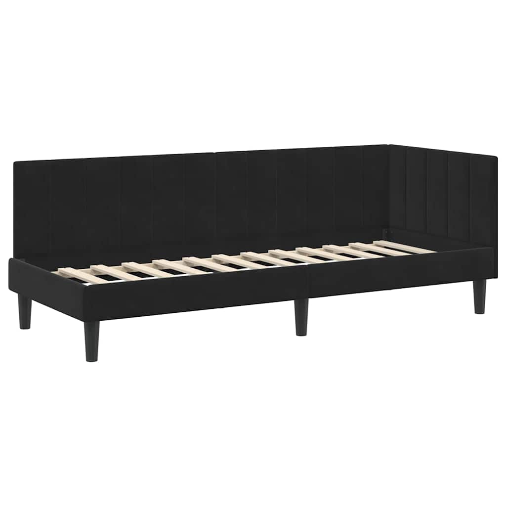 vidaXL Κρεβάτι Γωνίας με κεφαλάρι Μαύρο 80 x 200 cm Βελούδο